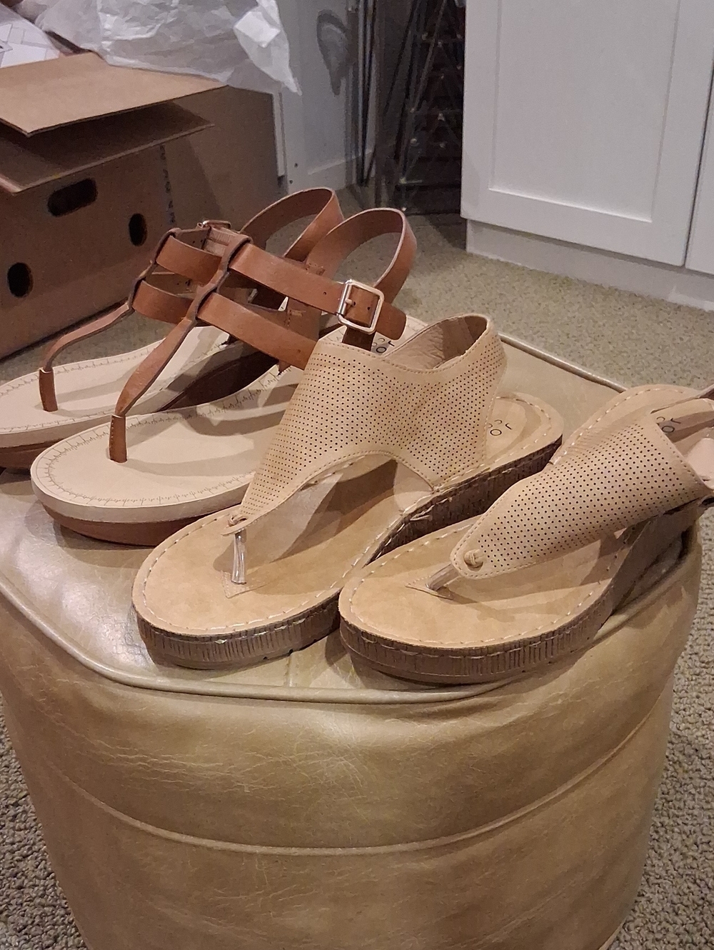 2 PAIRS Women's Wedge Thong Sandals